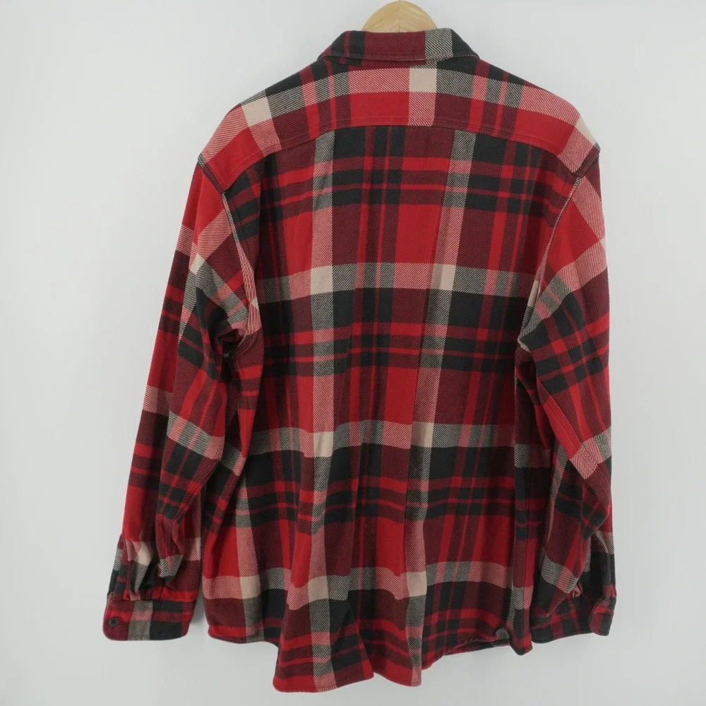 VT Polo Ralph Lauren Matlock Flannel Shirt Men XL Red Black Plaid Cotton Button